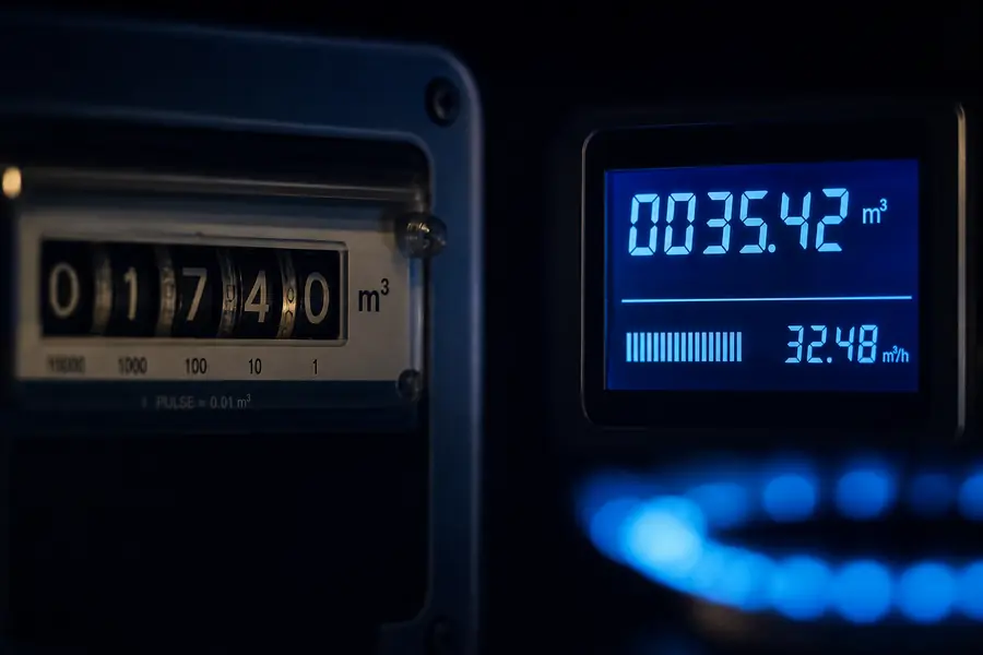 Index d’un compteur de gaz en mètres cubes, à convertir en kilowattheures