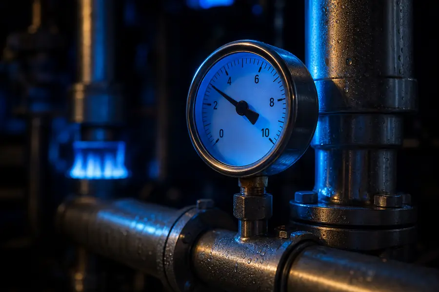 Manomètre industriel de pression de gaz, illustrant la formation du prix du gaz